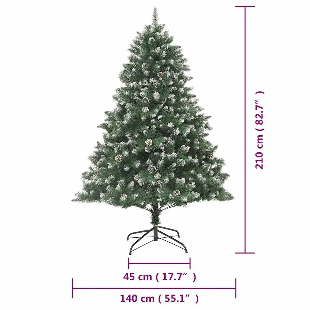 Artificial Christmas Tree Green 210cm Realistic PVC Hinged Branches Snow Flocked