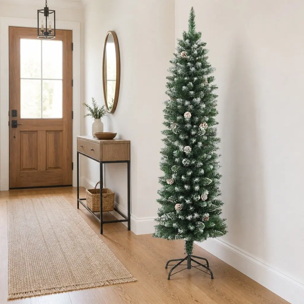 Artificial Slim Christmas Tree 120cm Green PVC Holiday Home Decor