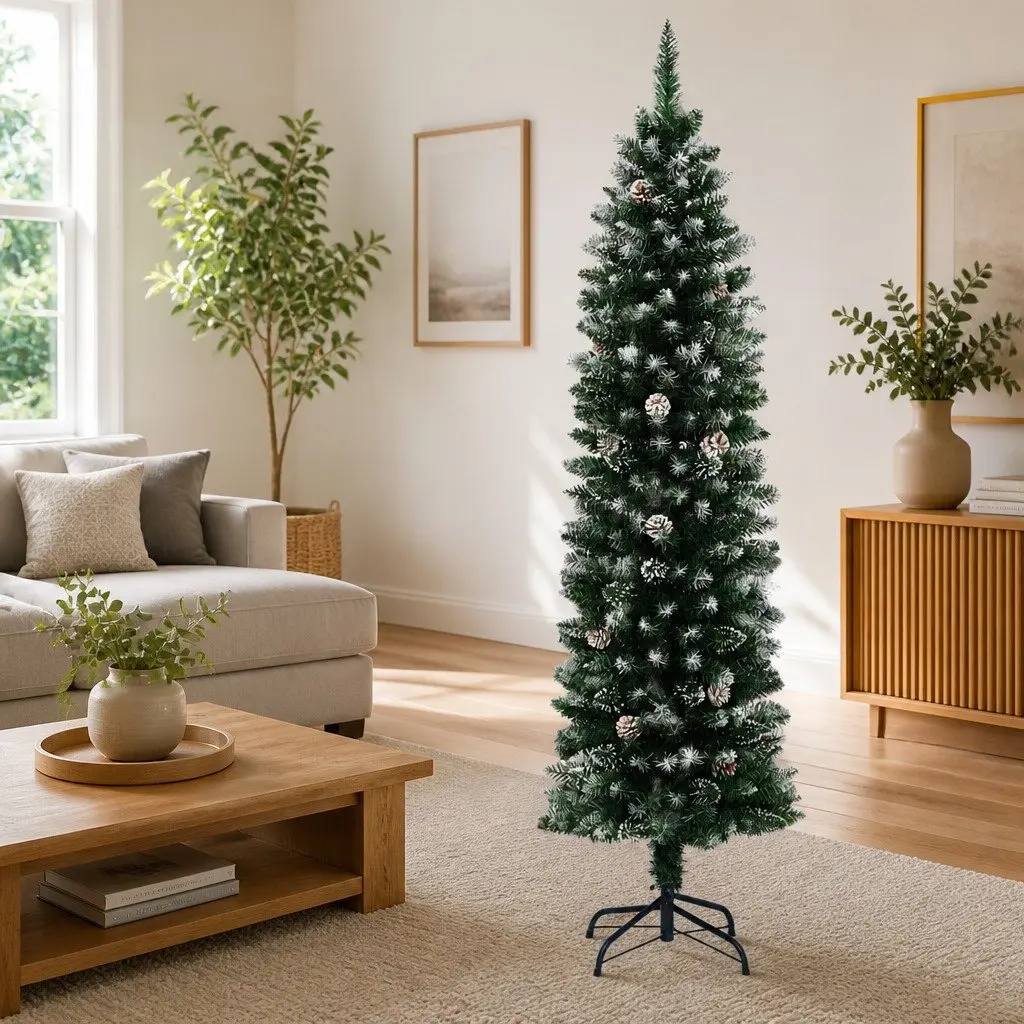 Artificial Christmas Tree Slim 210cm Green PVC Tips