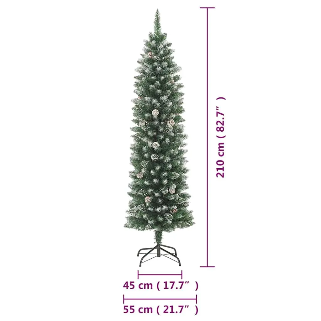 Artificial Christmas Tree Slim 210cm Green PVC Tips