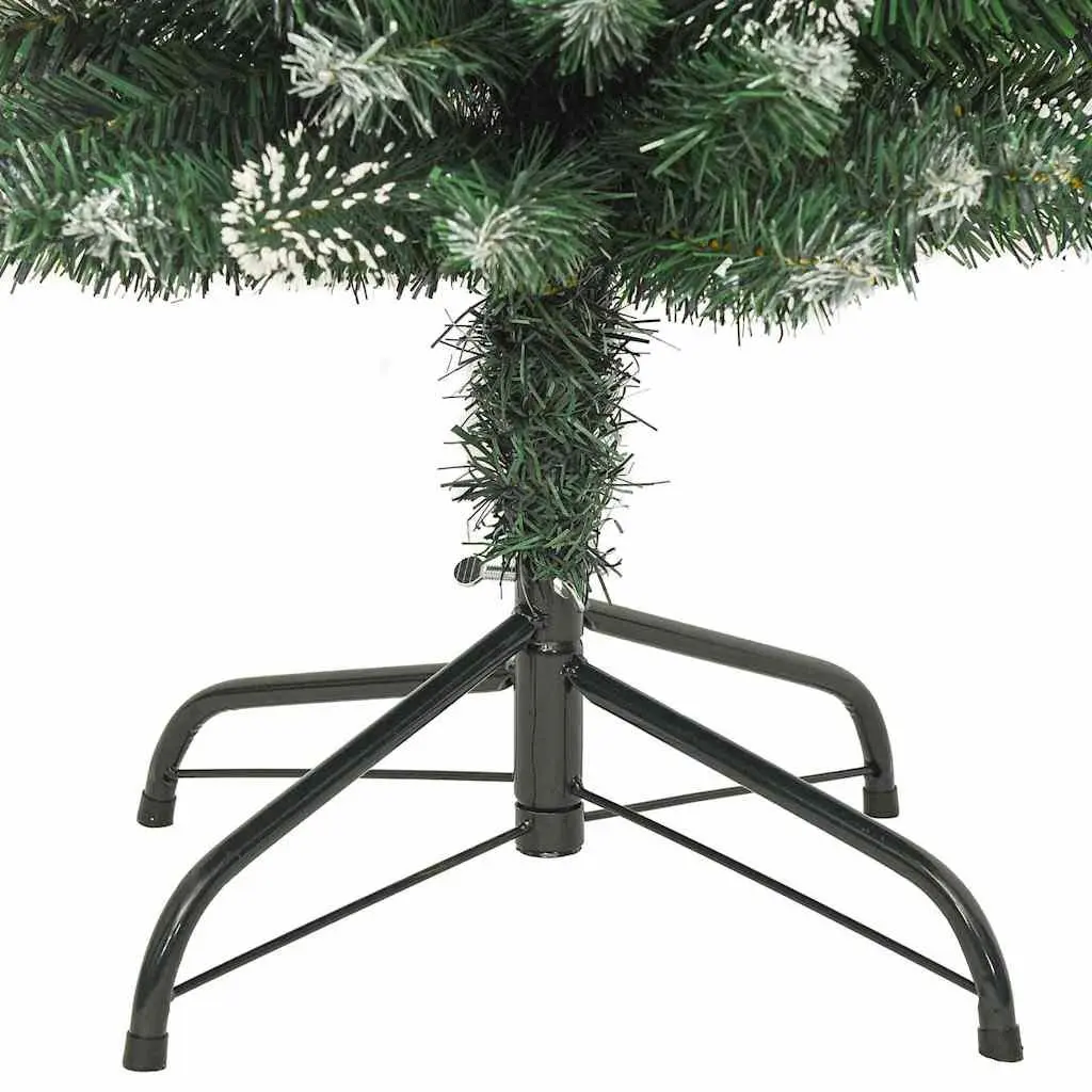 Artificial Christmas Tree Slim 240cm Green PVC Tips Snow Flocked