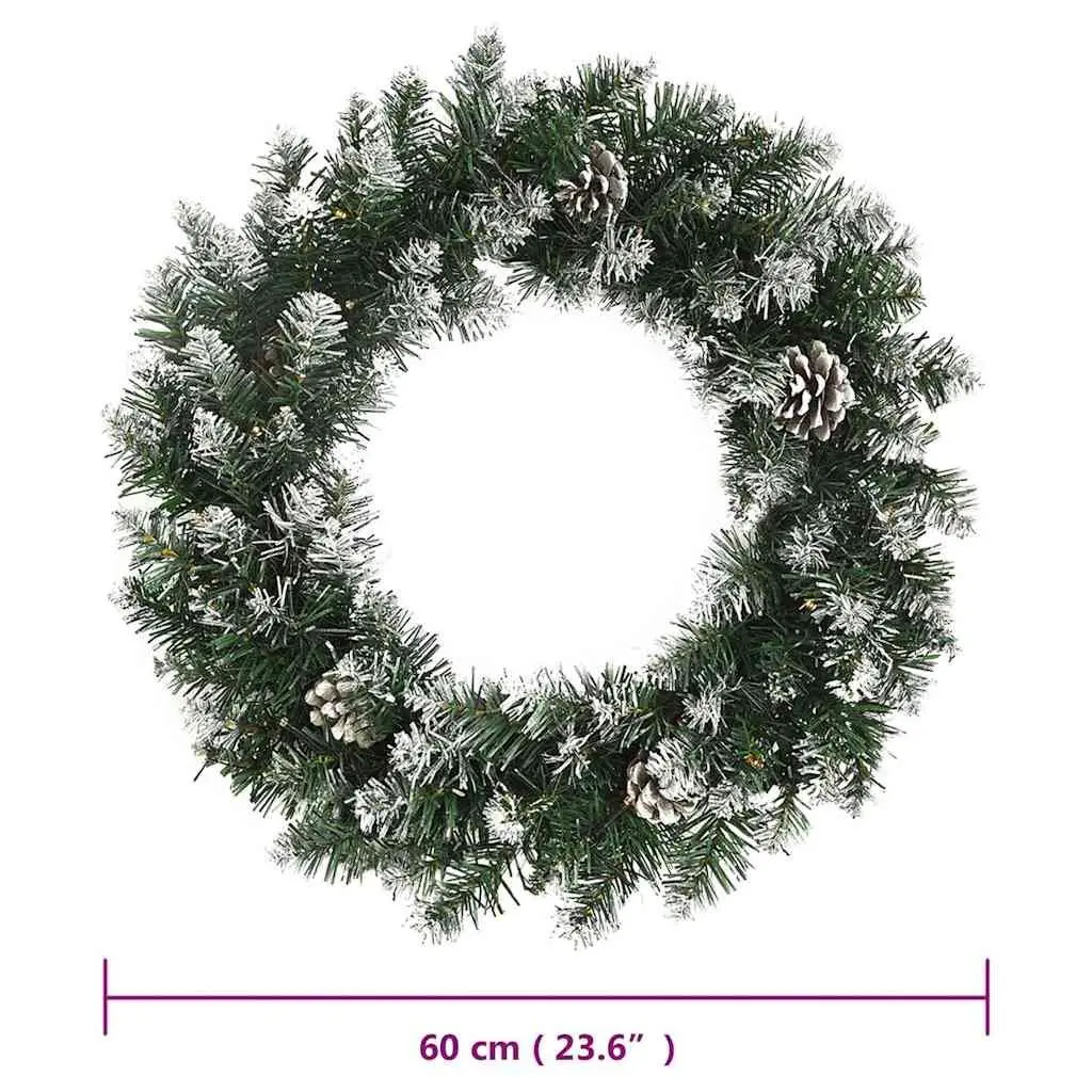 Christmas Wreath Indoor Outdoor Decoration 60cm Green with LED Lights