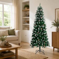 Artificial Christmas Tree 180cm Green PVC Hinged Branches with Stand Seasonal