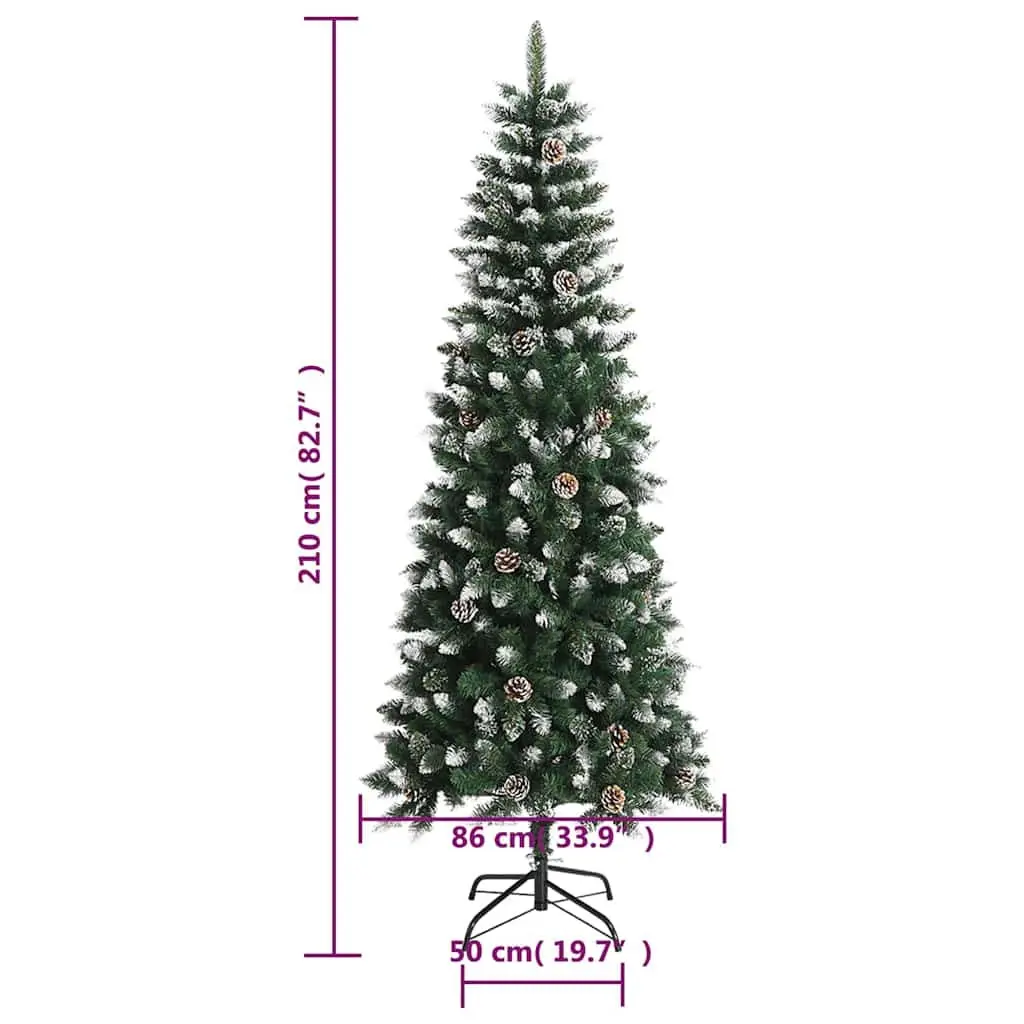 Artificial Christmas Tree 210cm Green PVC Hinged Branches Bushy