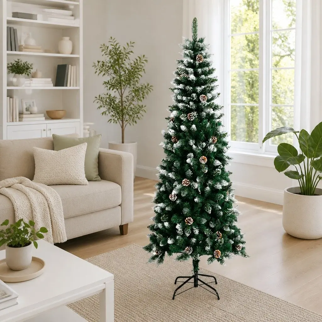 Christmas Tree Artificial 240cm Green PVC Hinged Branches for Holiday Decor