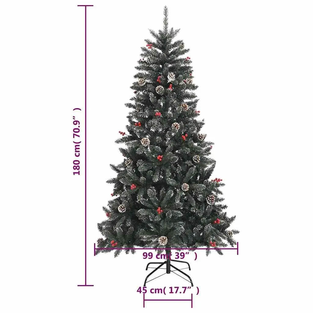 Artificial Christmas Tree 180 cm Green PVC Hinged Branches
