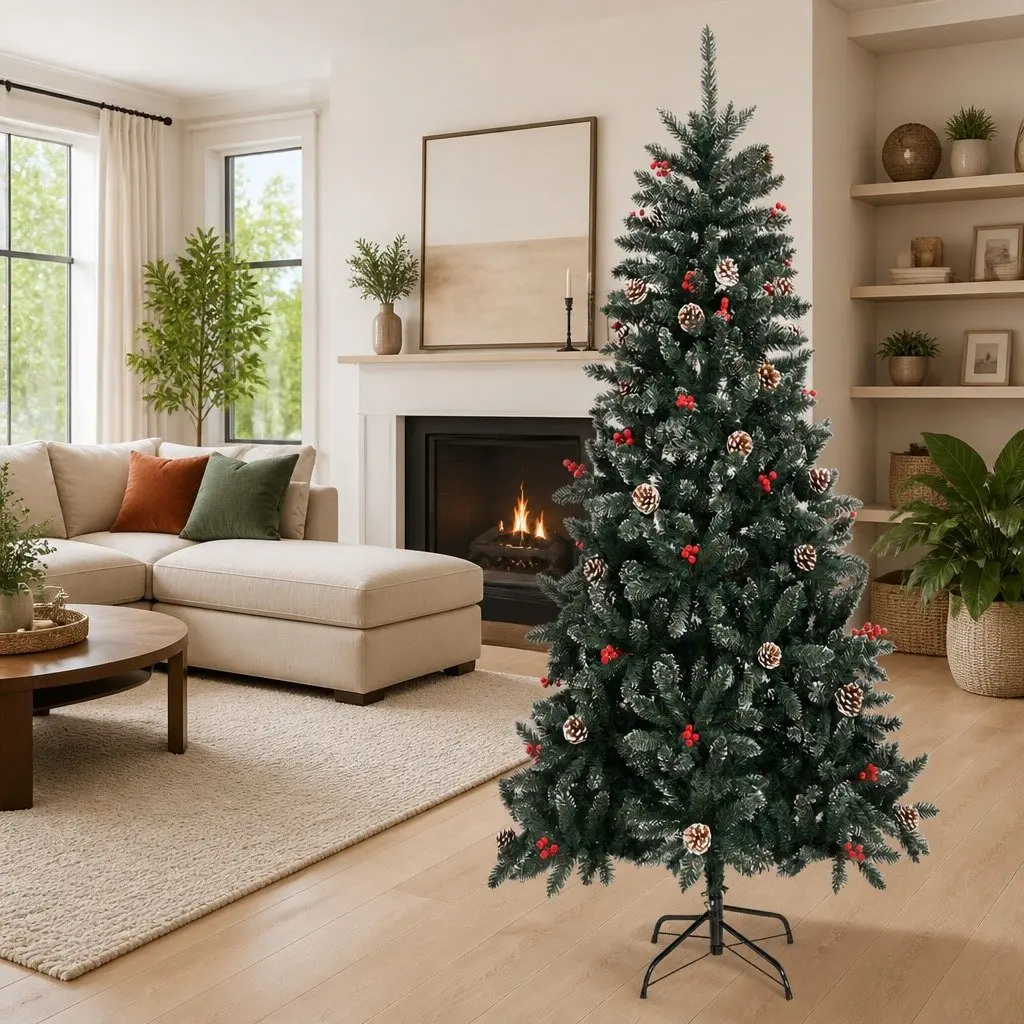 Artificial Christmas Tree 240cm Green PVC Hinged Branches