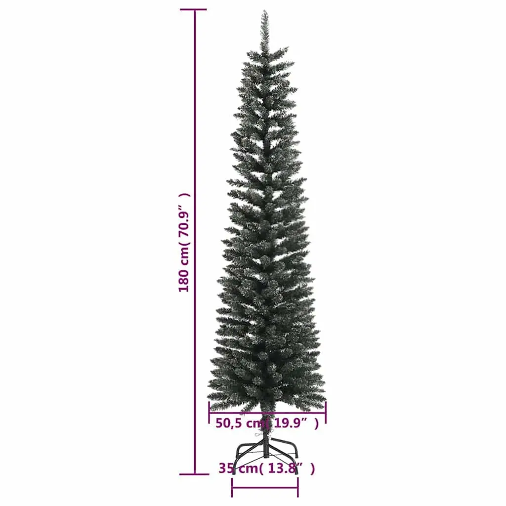 Slim Christmas Tree 180cm Green PVC Bushy Tips for Narrow Spaces