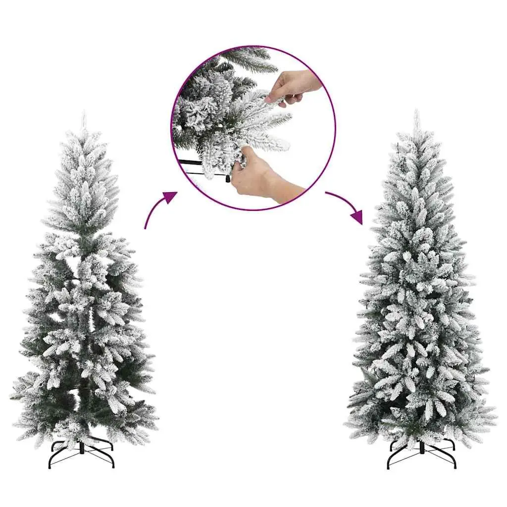 Artificial Christmas Tree 120cm White Flocked Snow Hinged Branches PVC PE