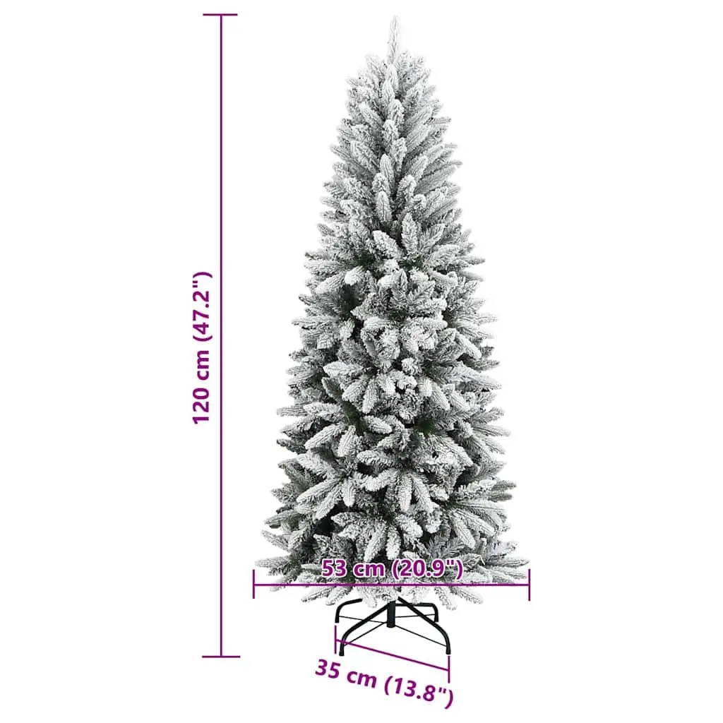 Artificial Christmas Tree 120cm White Flocked Snow Hinged Branches PVC PE