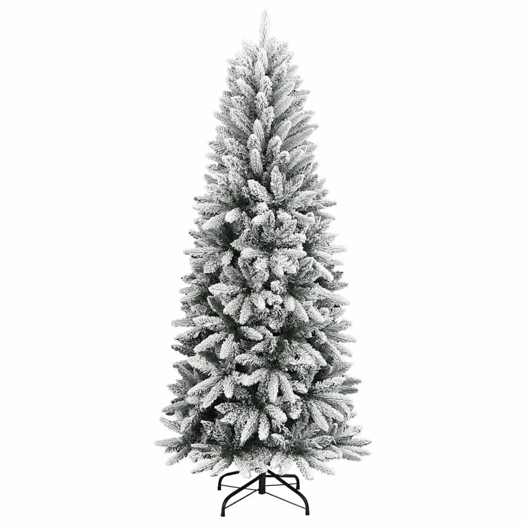 Artificial Christmas Tree 180 cm Flocked Snow White Hinged PVC PE Xmas