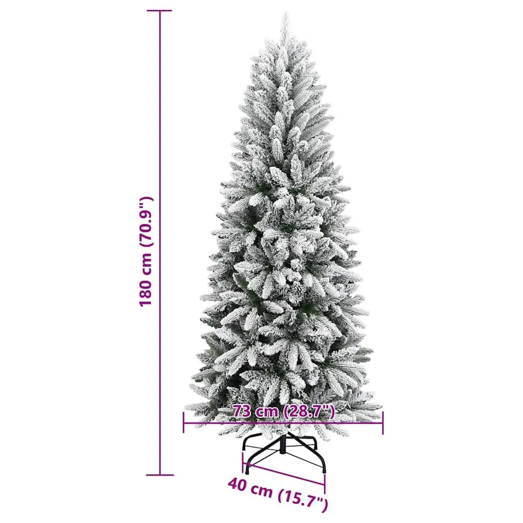 Artificial Christmas Tree 180 cm Flocked Snow White Hinged PVC PE Xmas