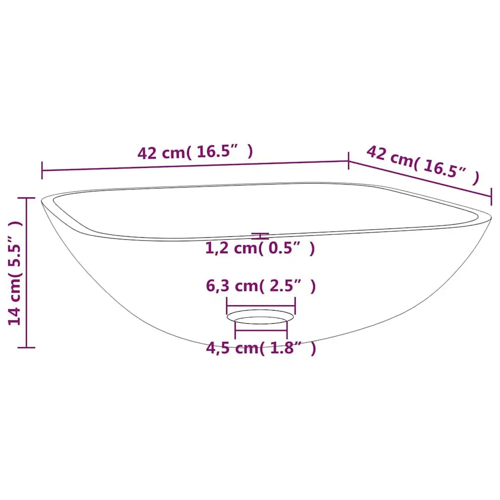 Transparent Glass Basin 42x42x14cm Above Counter Bathroom Sink Vessel