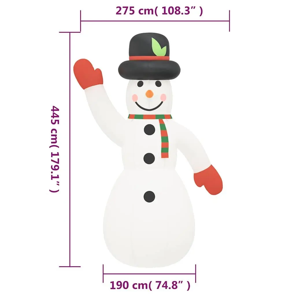 Inflatable Snowman Decoration Outdoor Holiday 455cm with LED Lights