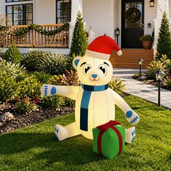 Warm and Reassuring Inflatable Teddy Bear for Christmas Decor