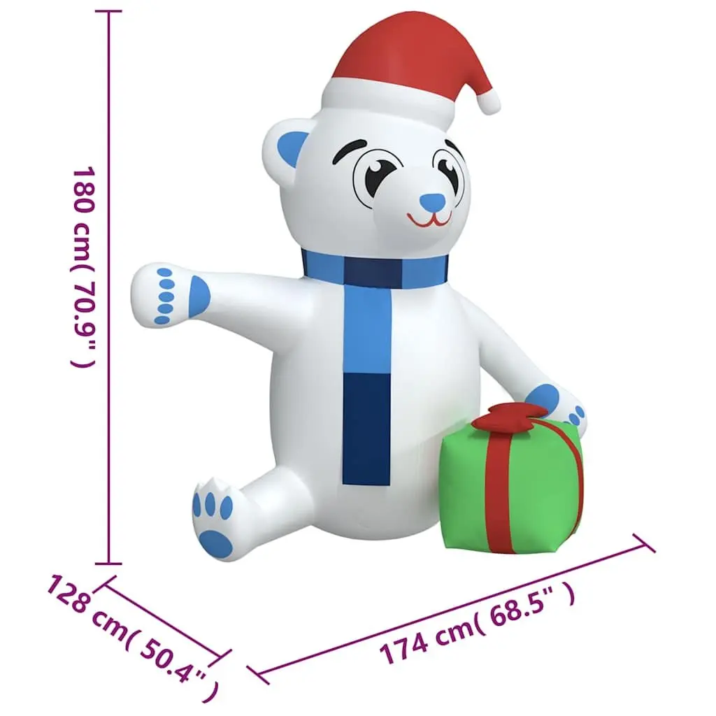 Inflatable Teddy Bear Decoration LED 180cm Outdoor Christmas Holiday