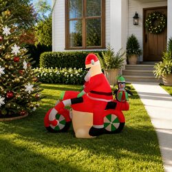 Reliable Christmas Inflatable Santa on Motorcycle 158cm