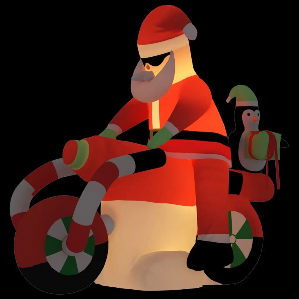 Inflatable Santa on Motorcycle Holiday Decoration 158cm with LED Lights