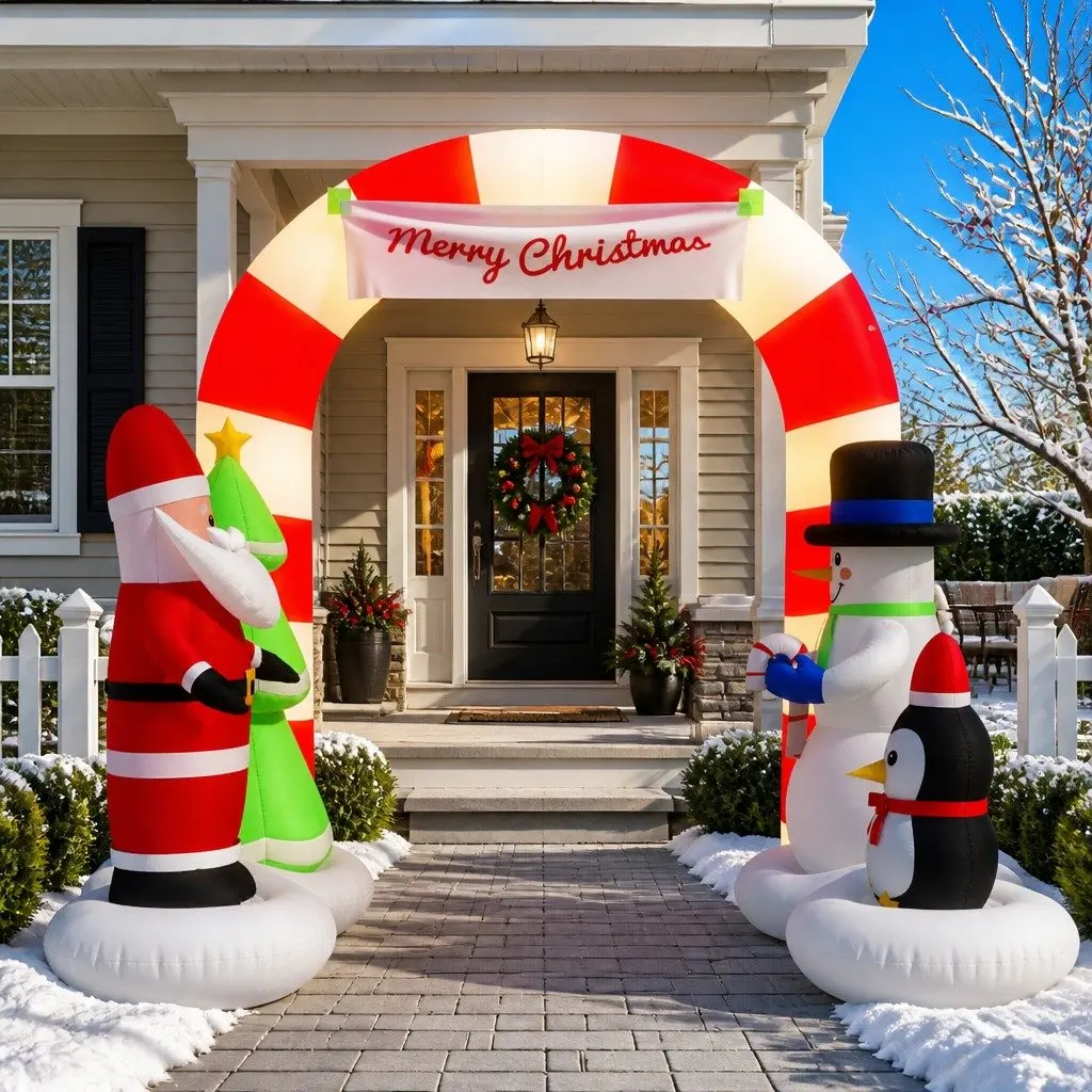 Inflatable Arch Gate Christmas Decoration Santa Snowman 260cm LED
