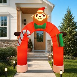 Christmas Inflatable Arch Gate with LED Lights 380cm Yard Decoration Outdoor