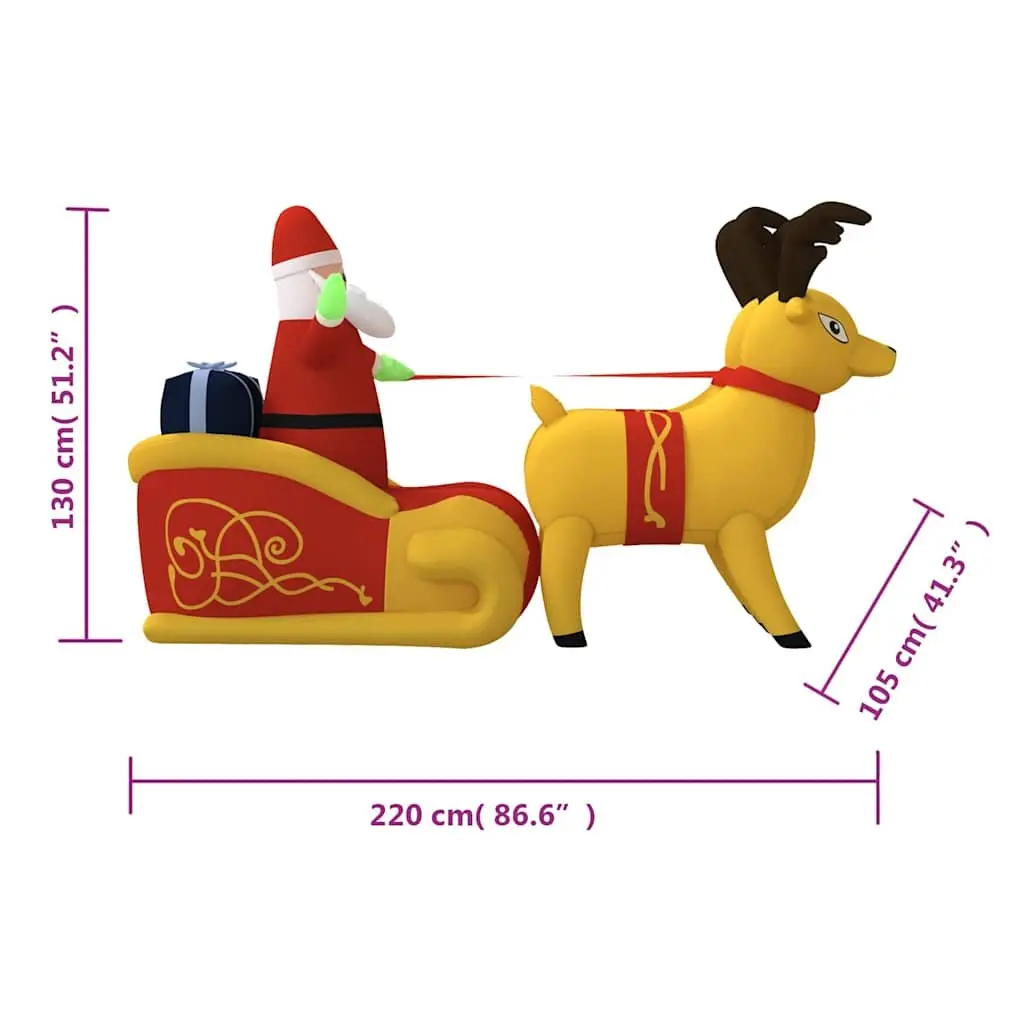 Inflatable Santa and Reindeer Yard Decoration LED Outdoor Holiday 130cm