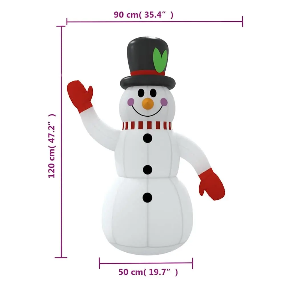Inflatable Snowman Decoration with LED Lights 120cm Holiday Yard