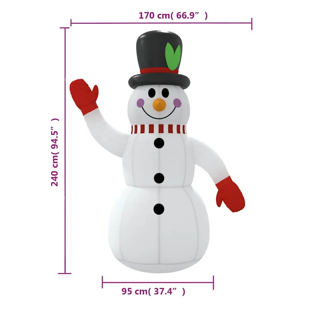 Inflatable Snowman Decoration Christmas 240cm LED Lights