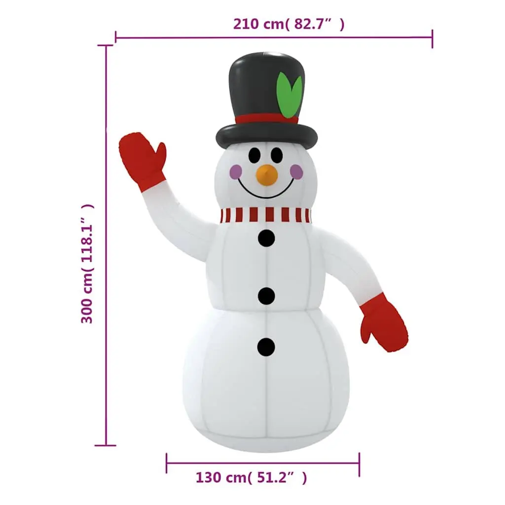 Inflatable Snowman Christmas Decoration 300cm LED Lights Outdoor Garden