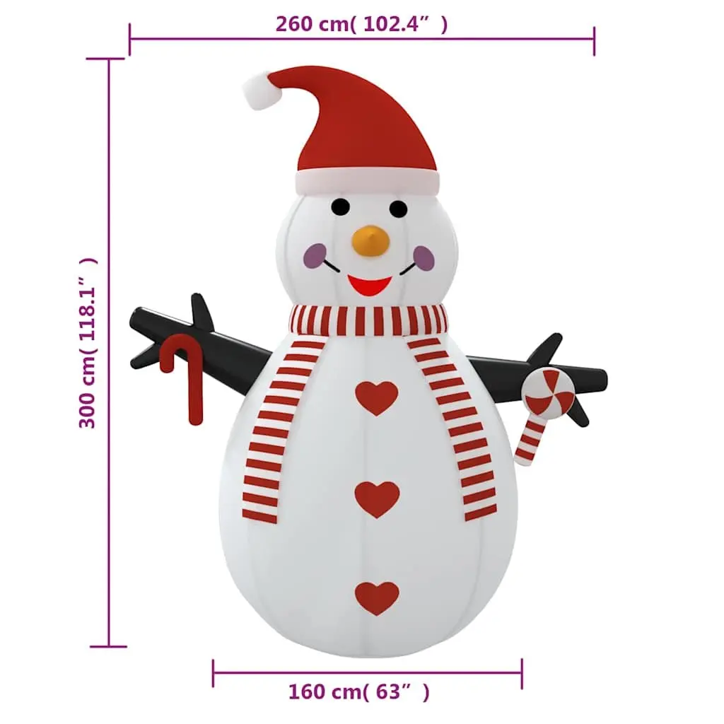 Inflatable Snowman 300 cm with Built-in LED Lights Christmas Yard Holiday