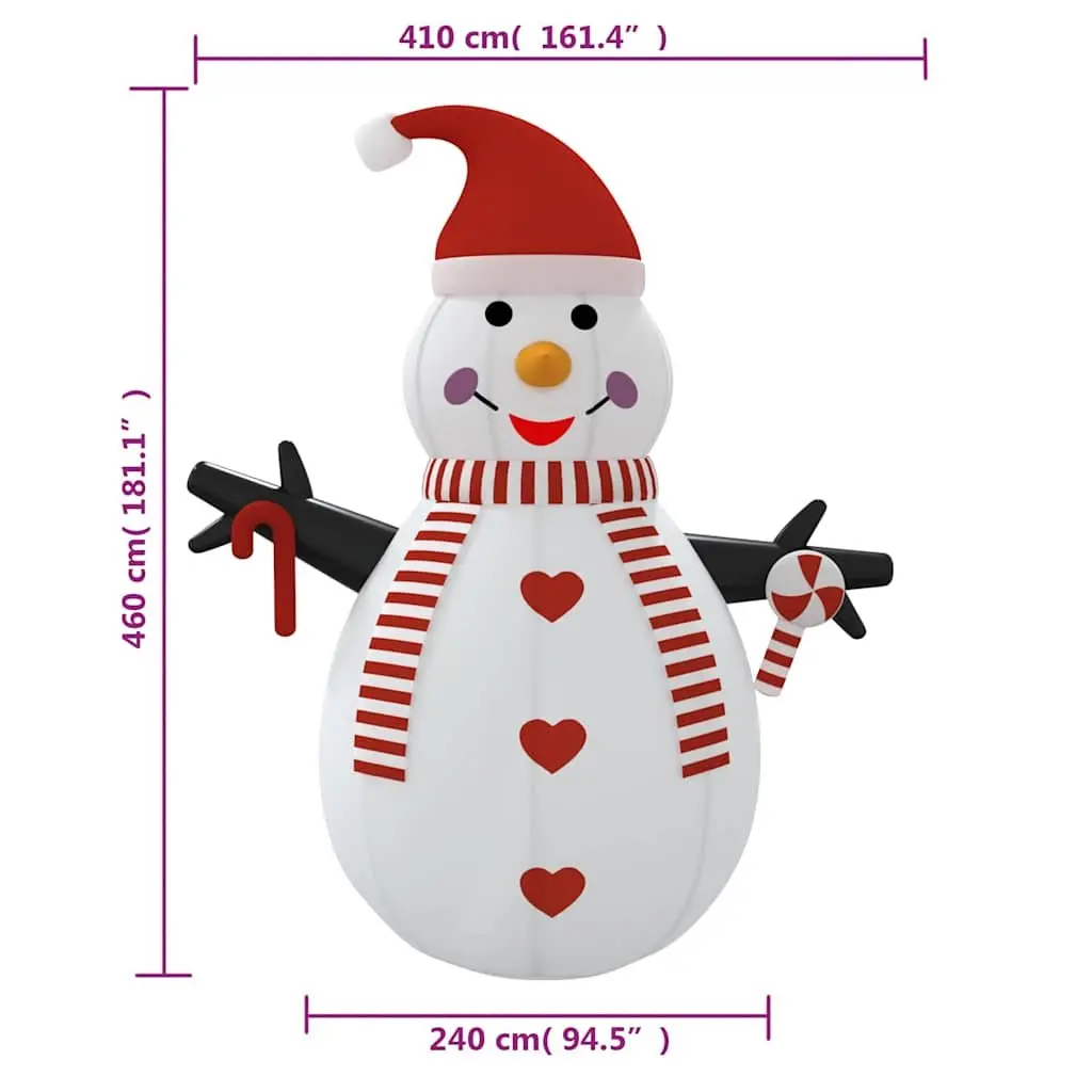 Inflatable Snowman Decoration Outdoor Christmas Holiday 460cm Tall with LED Lights