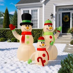 Comforting Inflatable Snowman Family Decoration for Christmas