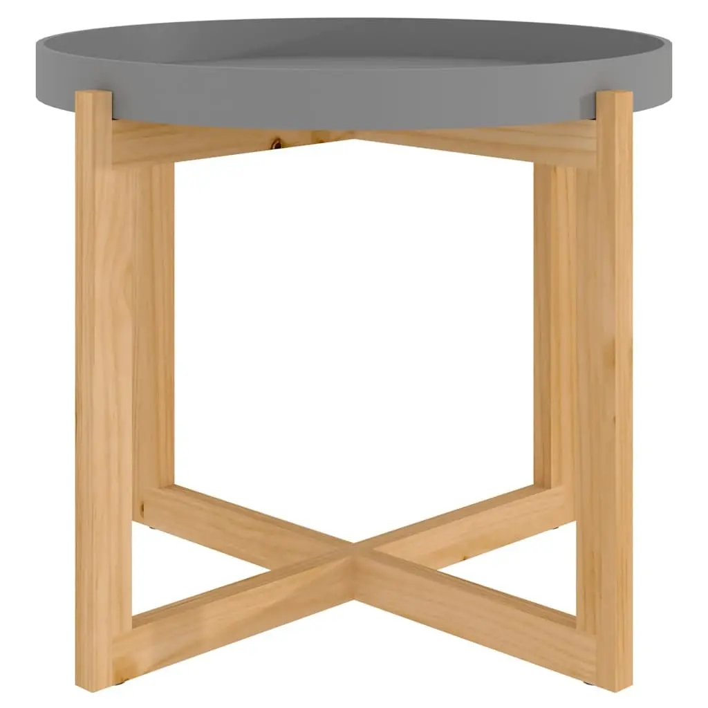 Coffee Table Grey 53x53x43.5cm Engineered Wood Solid Pinewood Feet