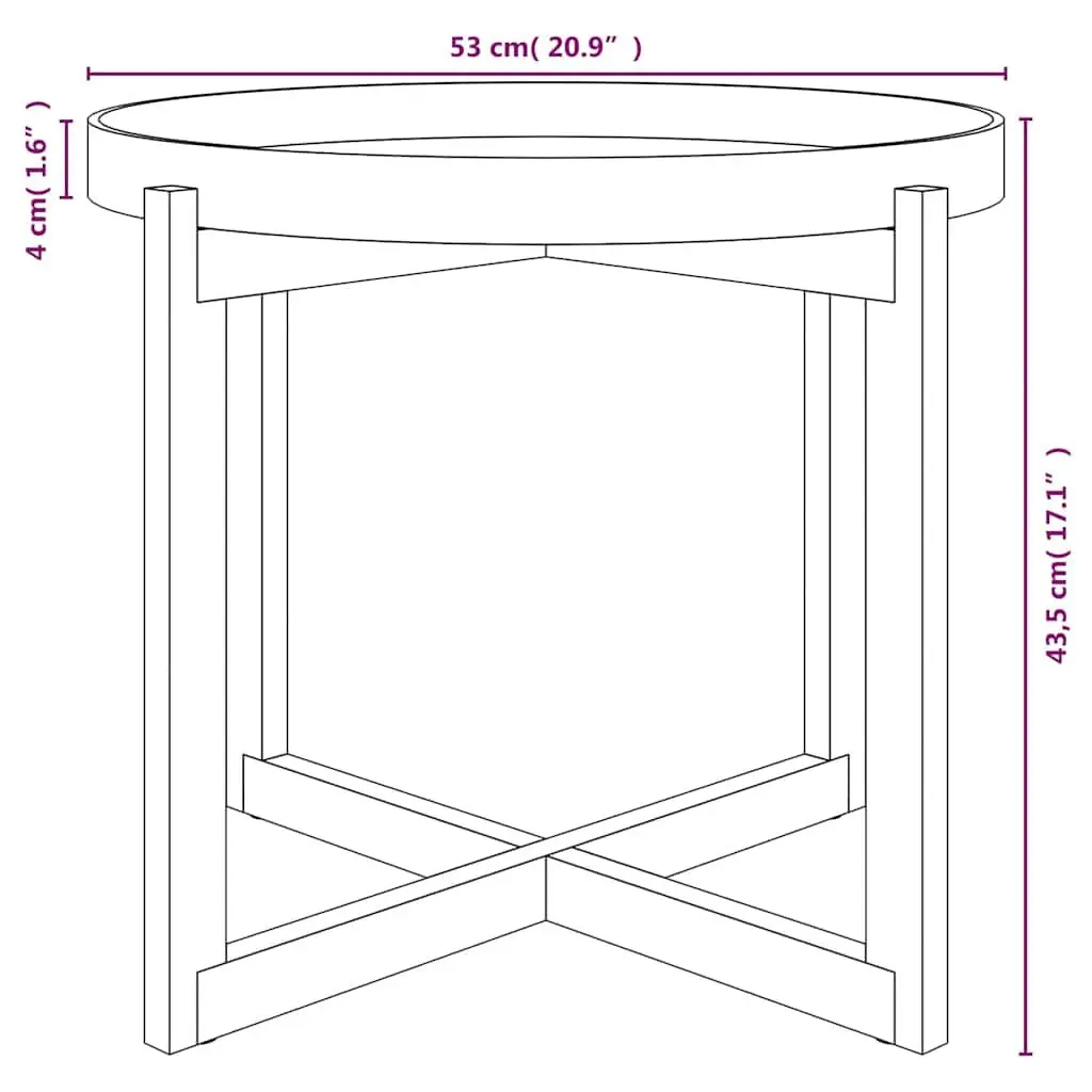 Coffee Table Grey 53x53x43.5cm Engineered Wood Solid Pinewood Feet