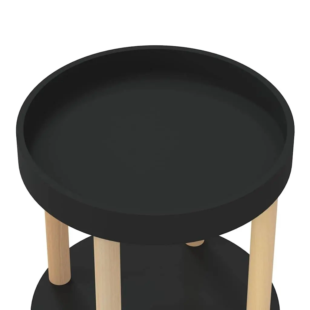 3-Tier Kitchen Trolley Black Storage Cart Engineered Wood Wheels Lockable