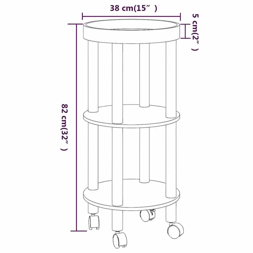 3-Tier Kitchen Trolley Grey Engineered Wood Storage Cart with Lockable Wheels