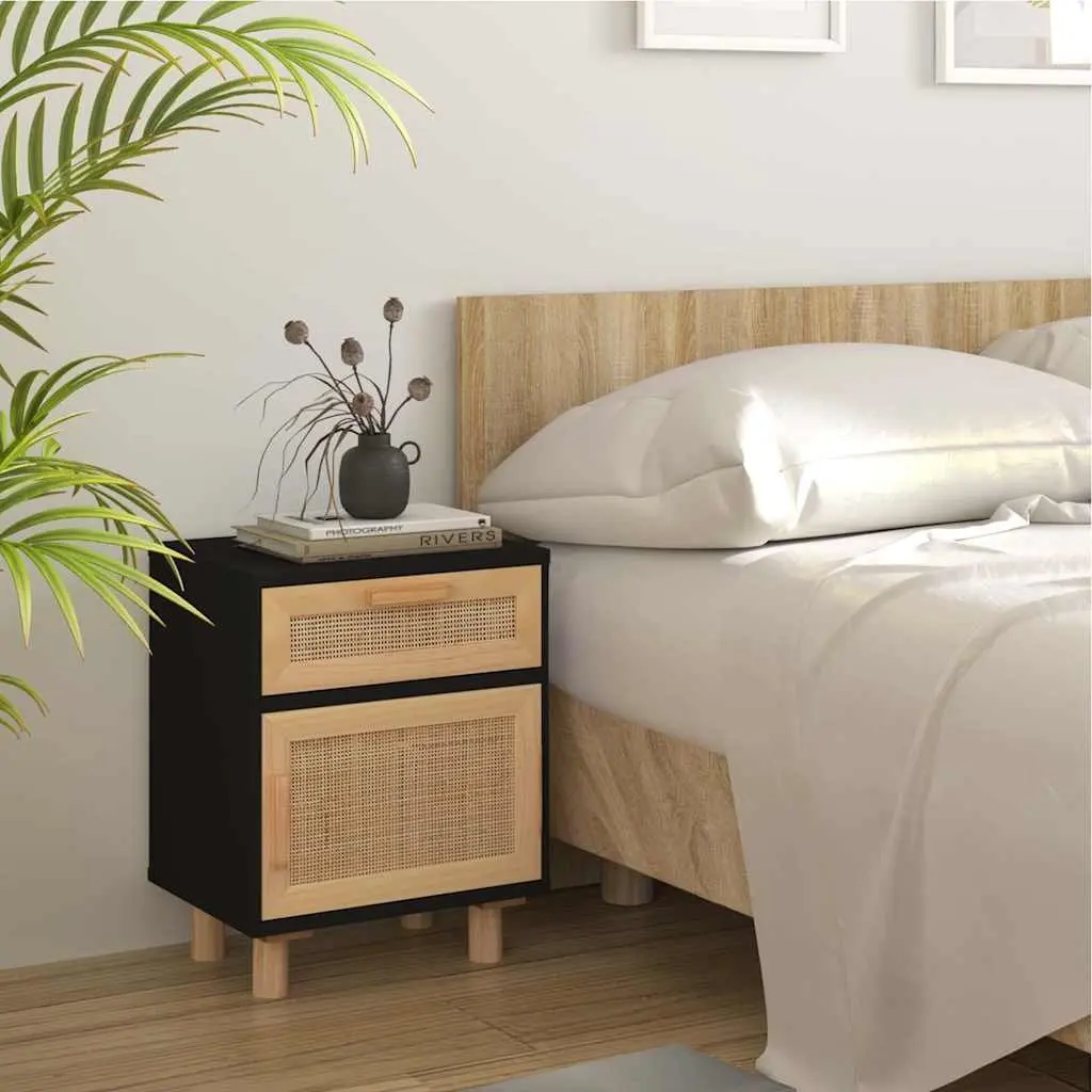 Black Bedside Cabinets with Storage Drawers