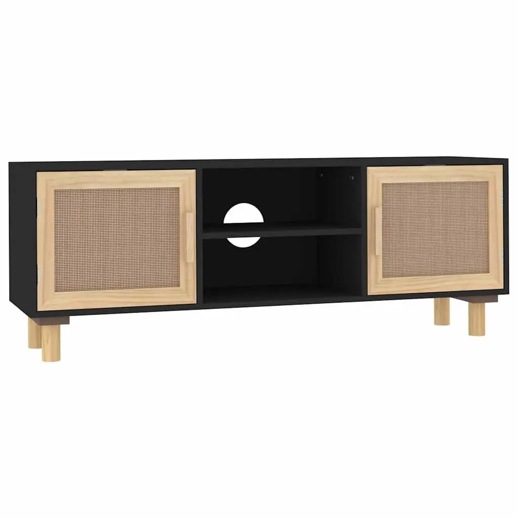 TV Cabinet 105x30x40cm Black Storage Unit 4 Compartments Media Stand