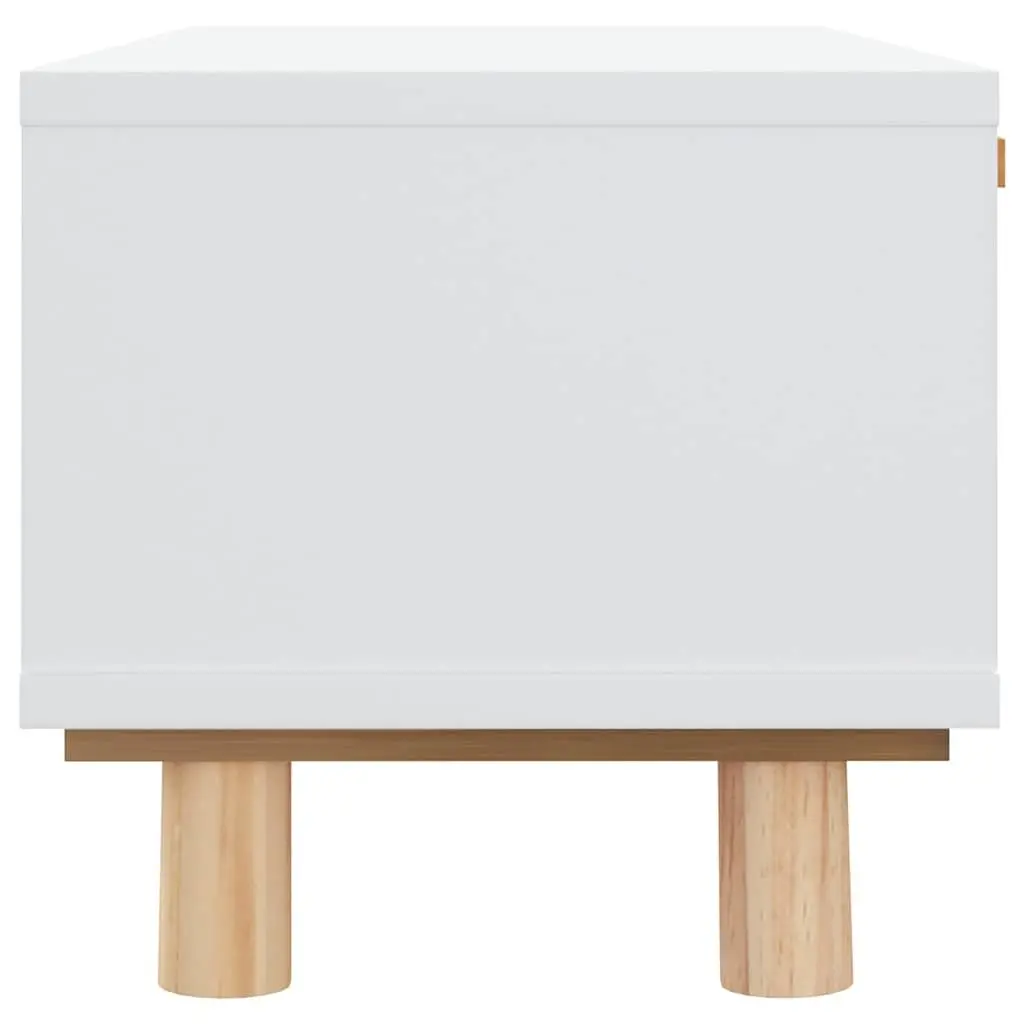 Coffee Table White 80x40x30cm 3 Drawers Rattan Weaving Storage Side Table