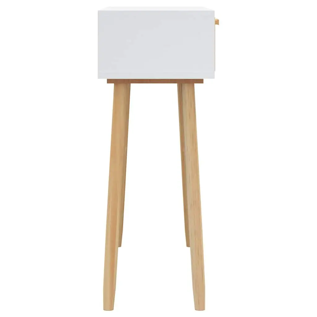 Console Table White 80x30x75 cm Entryway End Table Solid Wood Pine Rattan