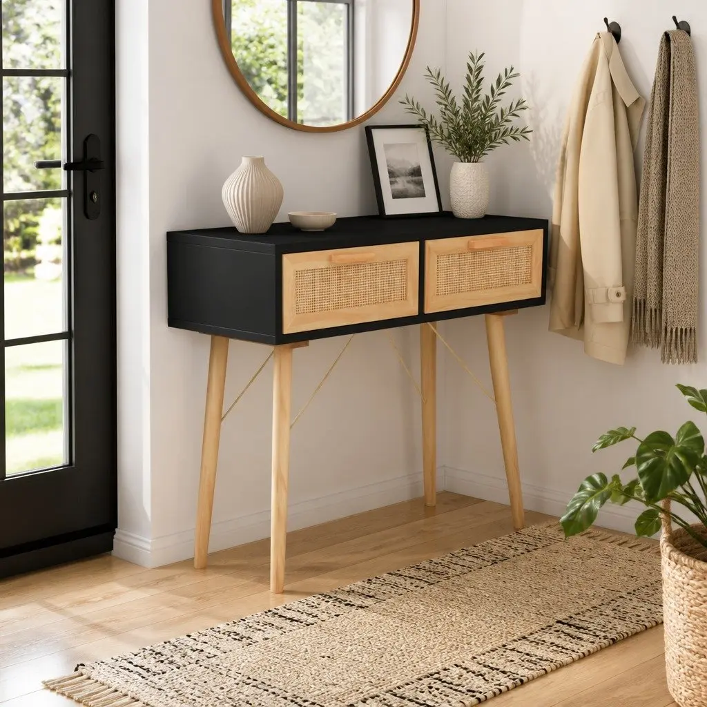 Console Table Black 80x30x75 cm Hallway Entryway Accent Side Table
