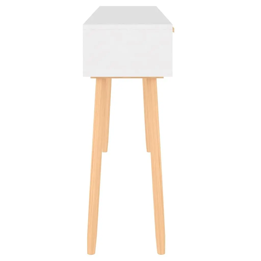 Console Table Storage 105x30x75cm White Solid Wood Pine Rattan Drawers