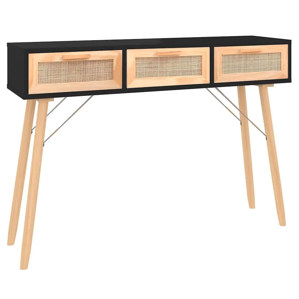Black Console Table 105x30x75 cm with 3 Drawers