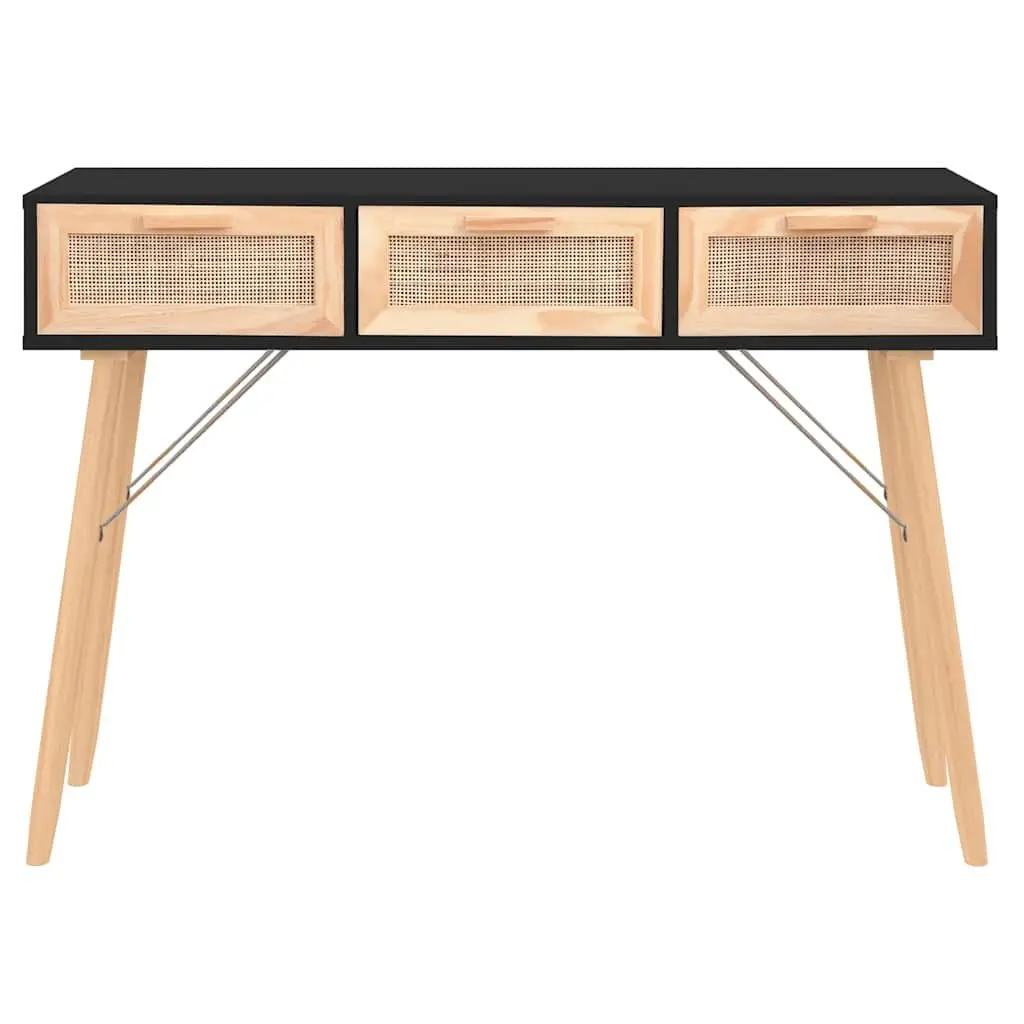 Black Console Table 105x30x75 cm with 3 Drawers