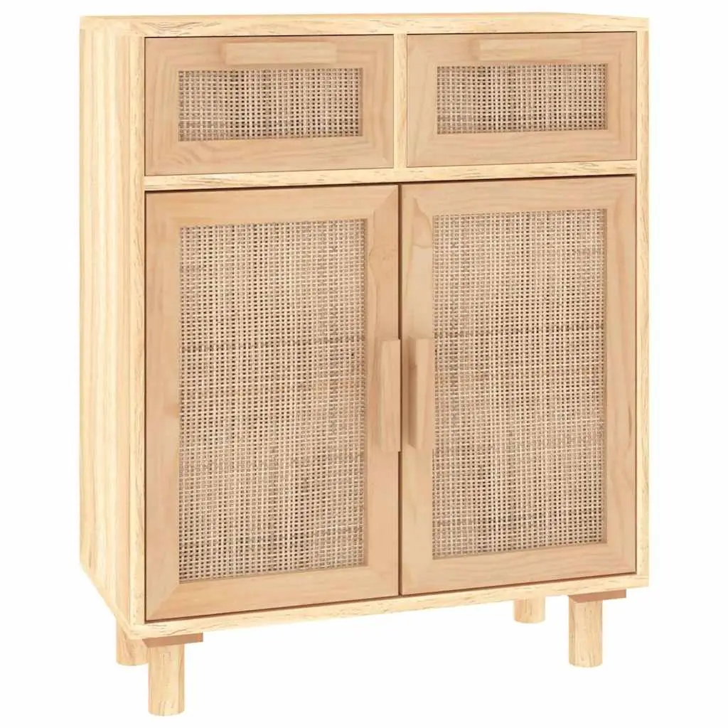 Sideboard Cabinet Storage 60x30x75cm Brown Solid Wood Pine Rattan