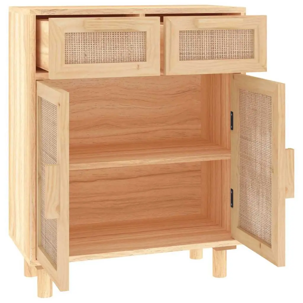 Sideboard Cabinet Storage 60x30x75cm Brown Solid Wood Pine Rattan