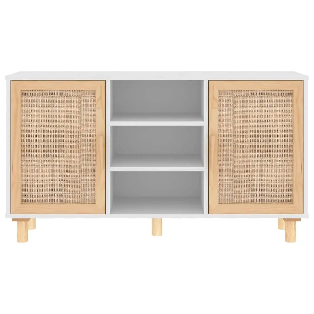 White Sideboard Storage Cabinet 105x30x60cm Rattan Door 2 Doors 5 Compartments