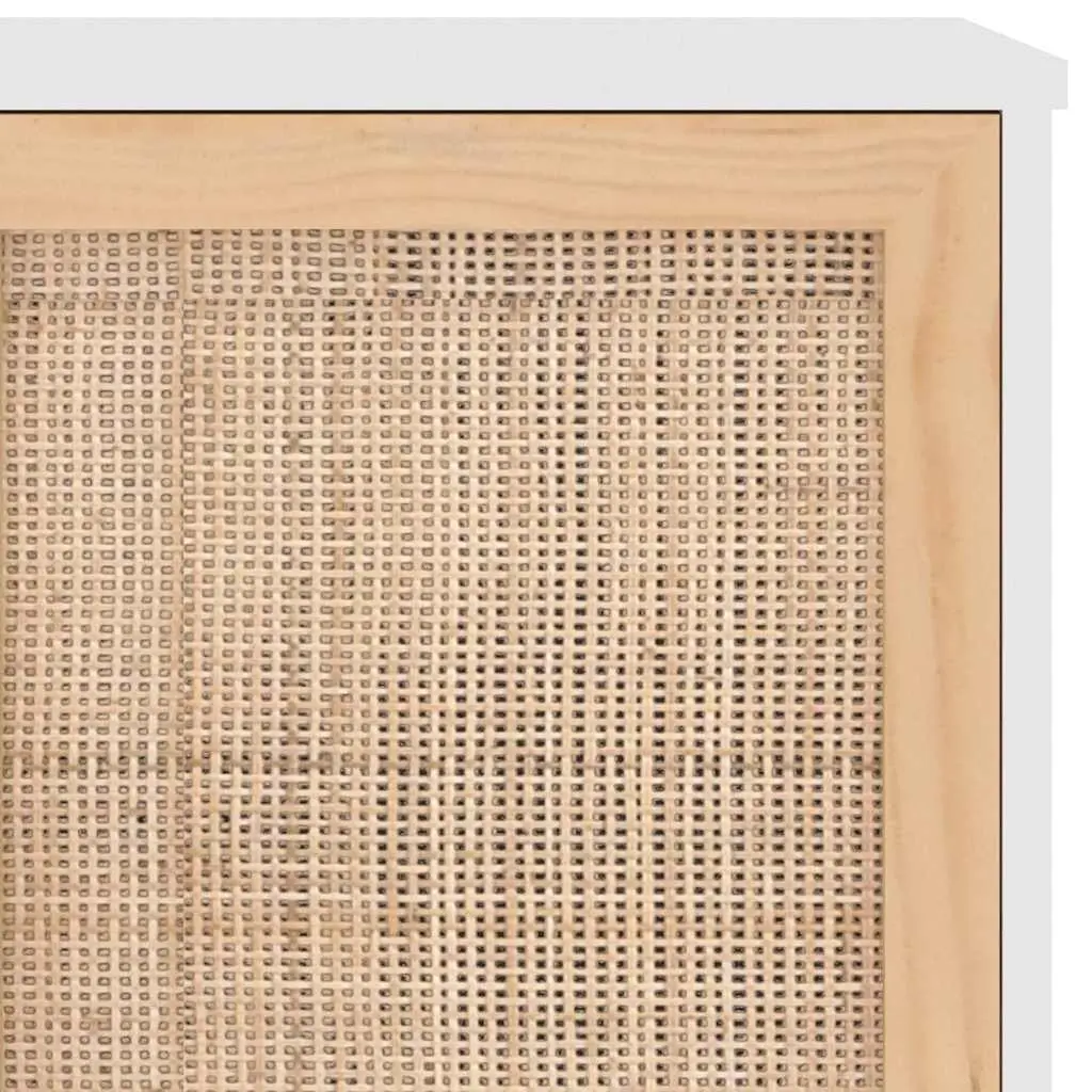 White Sideboard Storage Cabinet 105x30x60cm Rattan Door 2 Doors 5 Compartments