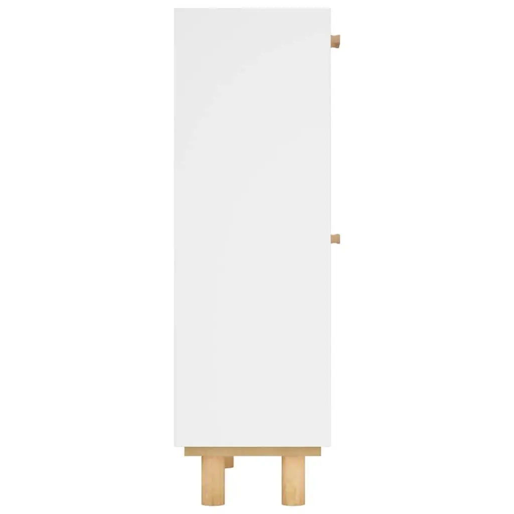 Shoe Cabinet White Scandinavian Design Storage Organiser 2 Drawer Rattan