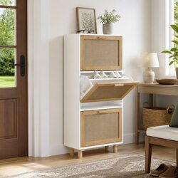 A Reliable White Shoe Cabinet with 3 Functional Drawers