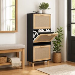 Durable and Practical Black Shoe Cabinet Design